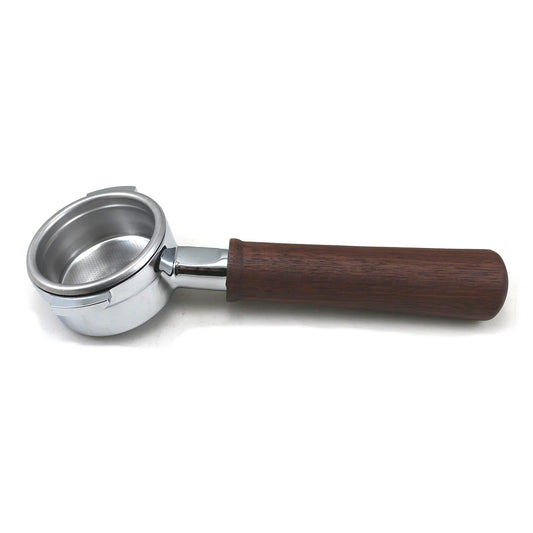 ASCASO AFTER-MARKET STAINLESS STEEL COMPLETE BOTTOMLESS PORTAFILTER W/ WALNUT HANDLE